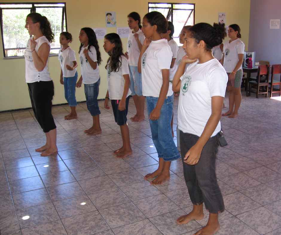 Volunteer leading dance class at CBC